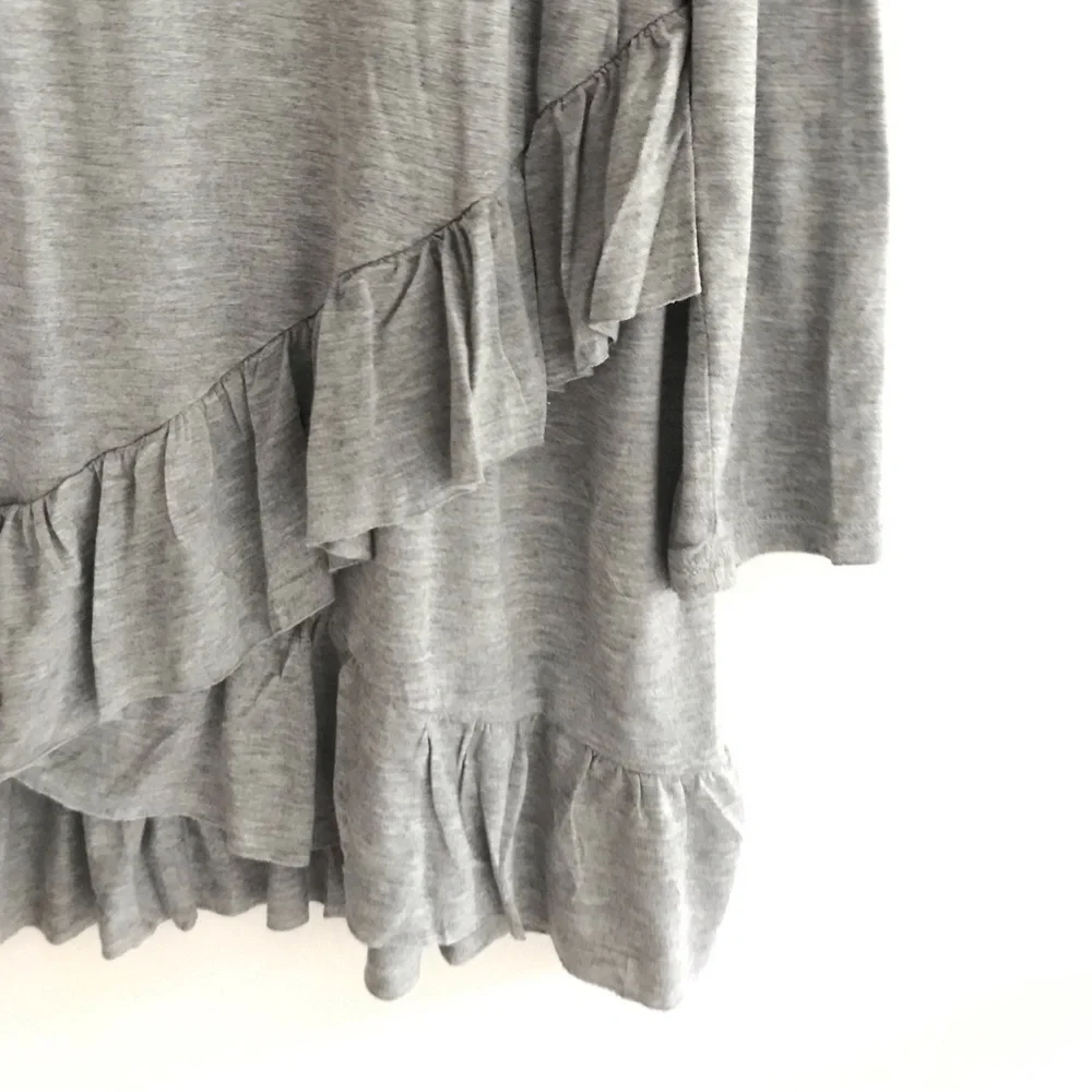 Anthropologie Easel | Ruffle Hem Tunic Dress Size L Gray Pullover Stretch